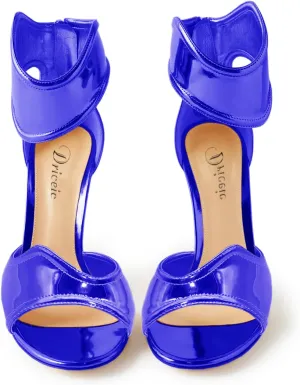 Women's Metallic Pump Open Toe Heel Sandals zipper Dressy Heels Ankle Strap Strappy Heels for Party Wedding Shoes