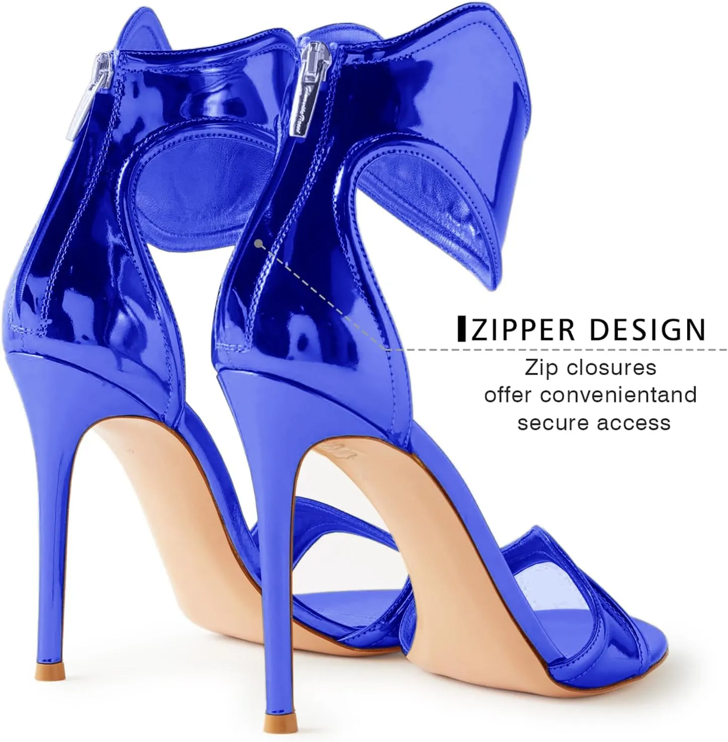 Women's Metallic Pump Open Toe Heel Sandals zipper Dressy Heels Ankle Strap Strappy Heels for Party Wedding Shoes