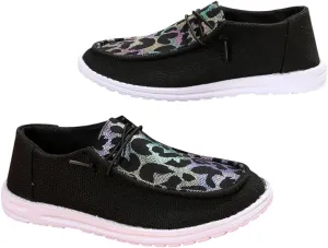 Women's Milky Cow Print Slip-On Loafers - Lightweight Comfortable Casual Shoes with Elastic Laces, Foam Outsole, Orthotic Walking Shoes for Daily Wear, US 6-10