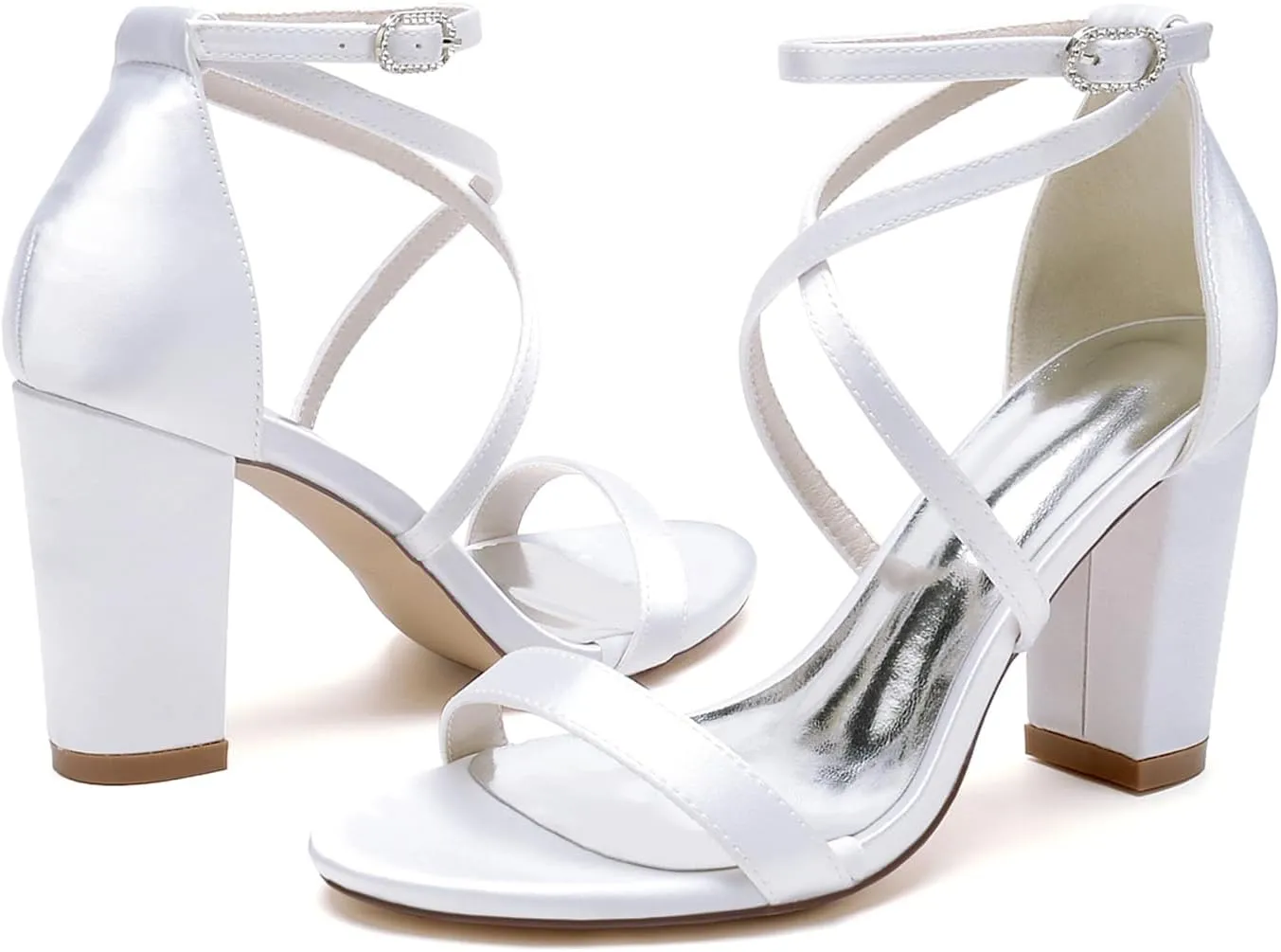 Womens Open Toe Crisscross Ankle Strap High Shoes Wedding Party Dress Shoes Heel Bridal Sandals