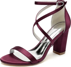 Womens Open Toe Crisscross Ankle Strap High Shoes Wedding Party Dress Shoes Heel Bridal Sandals