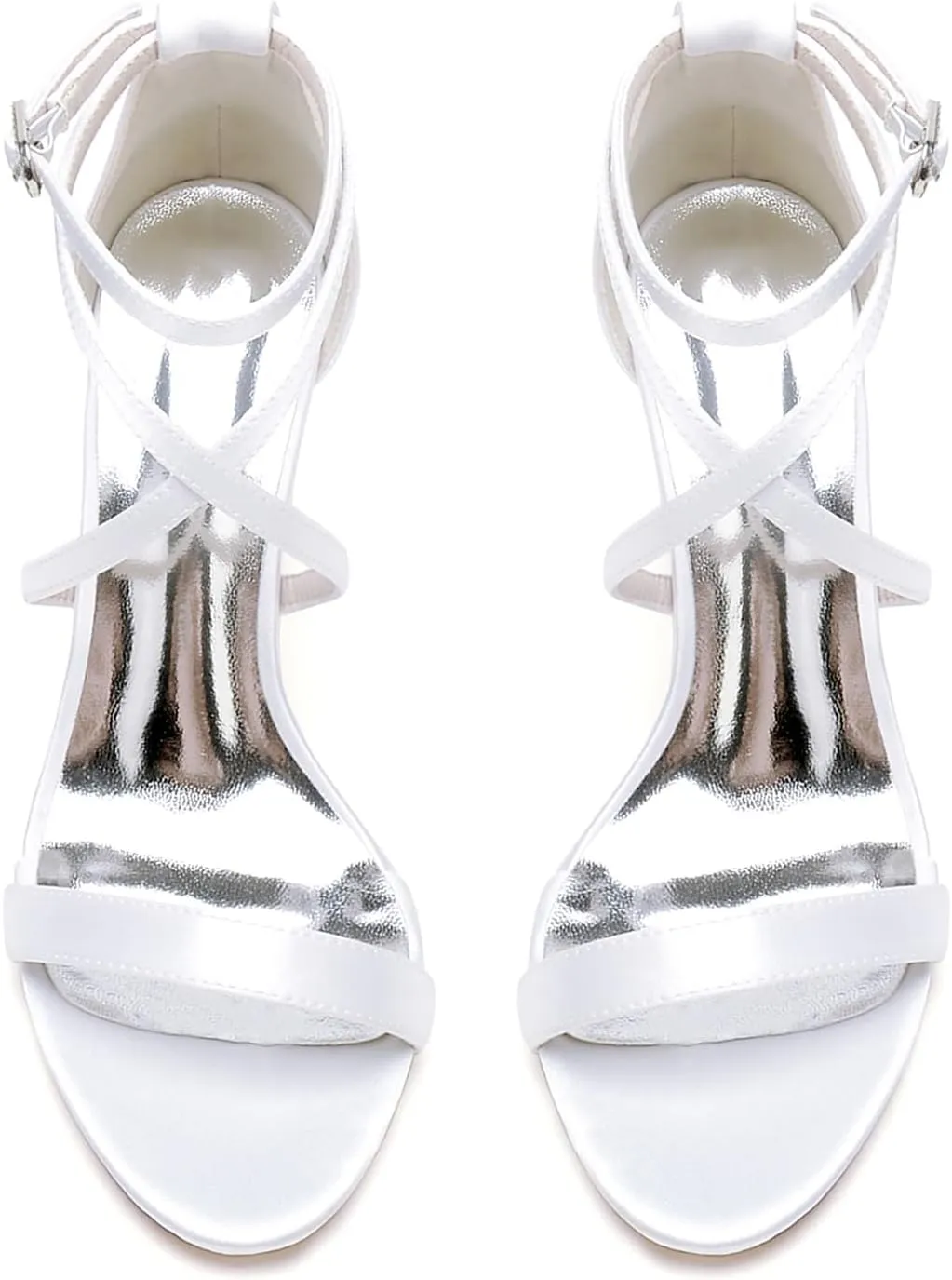 Womens Open Toe Crisscross Ankle Strap High Shoes Wedding Party Dress Shoes Heel Bridal Sandals
