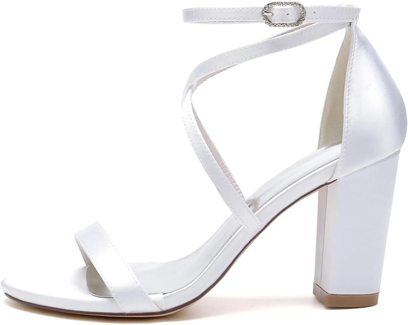 Womens Open Toe Crisscross Ankle Strap High Shoes Wedding Party Dress Shoes Heel Bridal Sandals