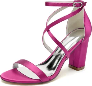 Womens Open Toe Crisscross Ankle Strap High Shoes Wedding Party Dress Shoes Heel Bridal Sandals