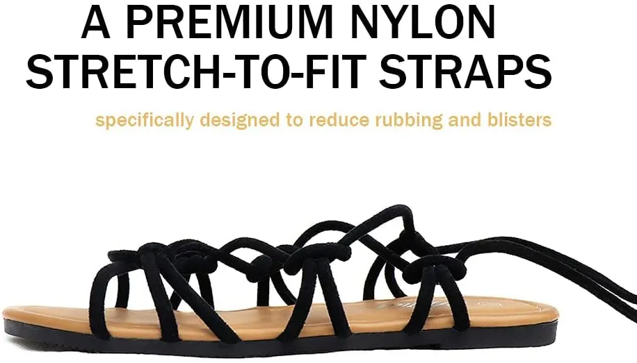 Women's Open Toe Lace Up Gladiator Flat Sandals，Slip on Roman Sandals