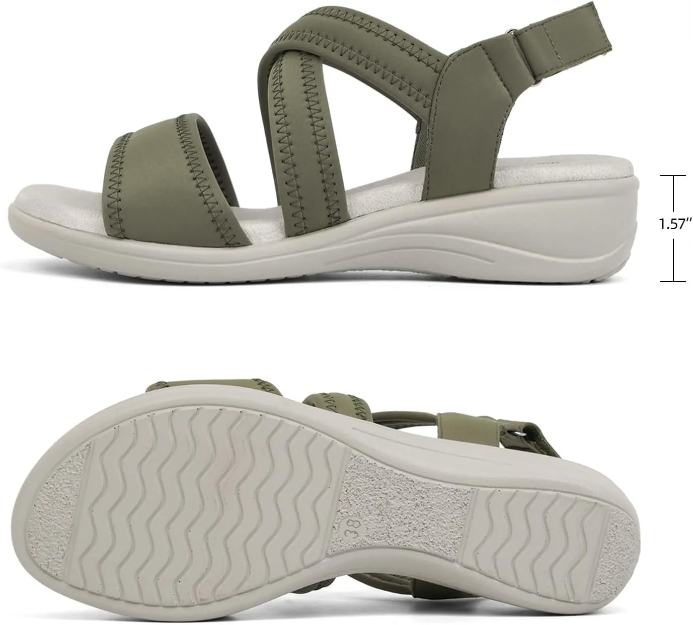 Women's Orthopedic Sandals Low Wedge Comfortable Walking Orthotic Arch Support Casual Sandals with Memory Foam