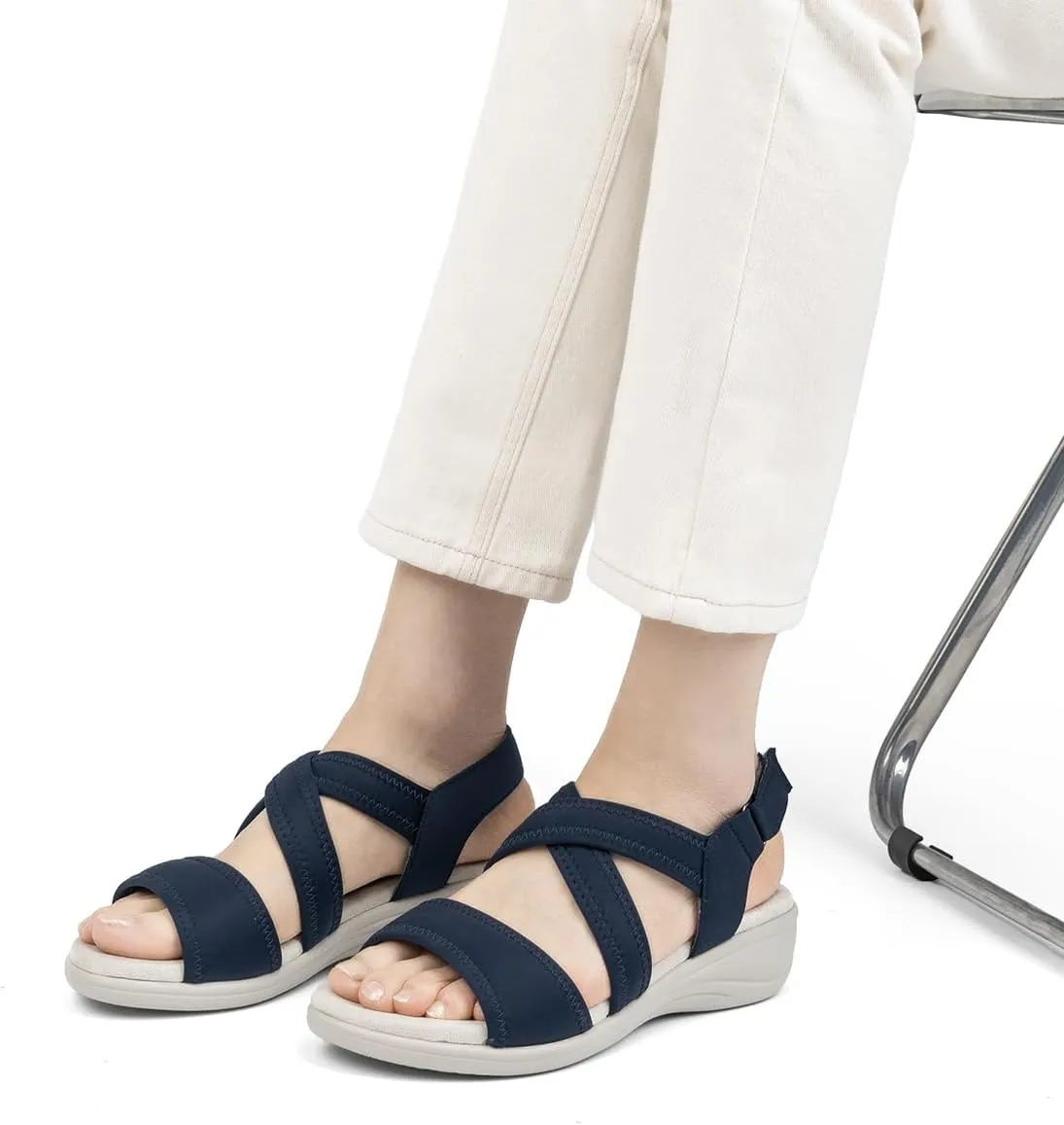 Women's Orthopedic Sandals Low Wedge Comfortable Walking Orthotic Arch Support Casual Sandals with Memory Foam