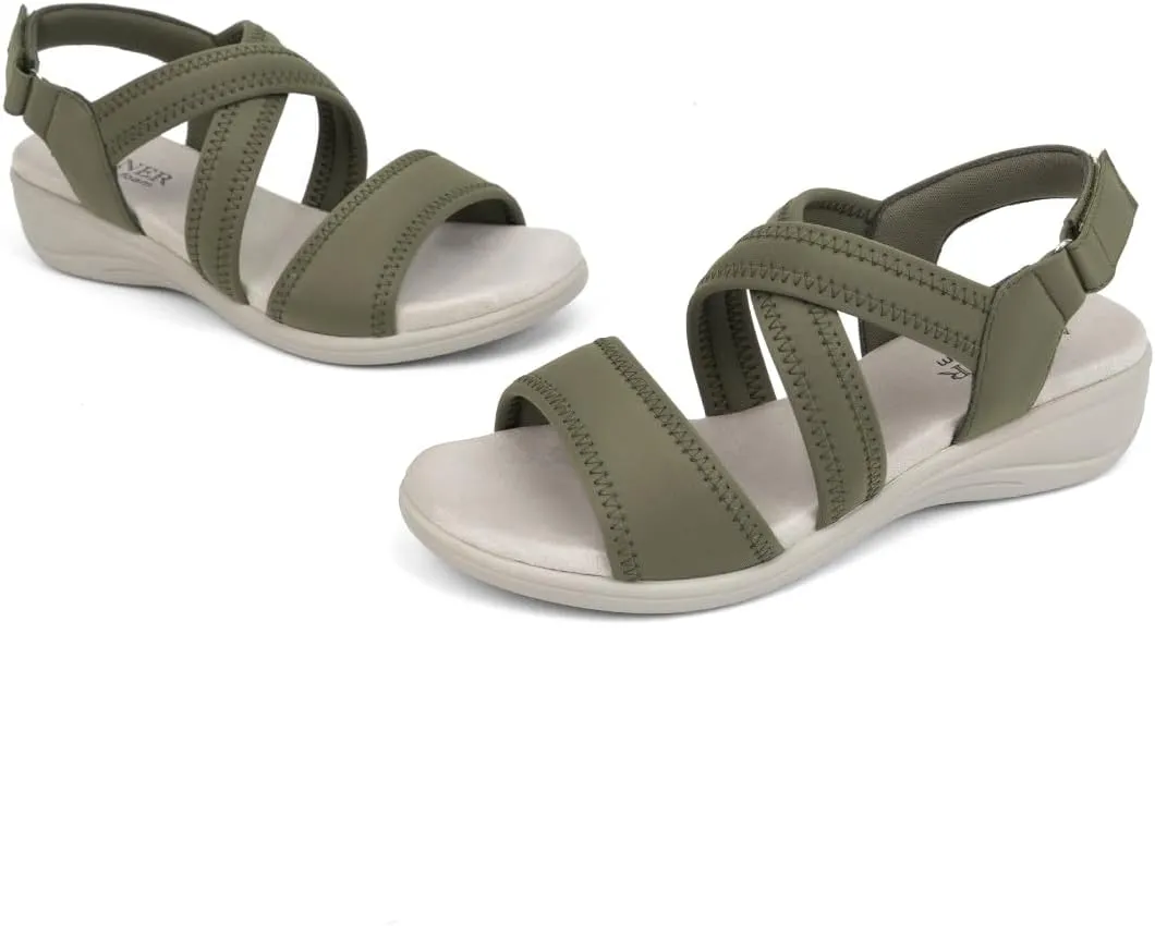 Women's Orthopedic Sandals Low Wedge Comfortable Walking Orthotic Arch Support Casual Sandals with Memory Foam