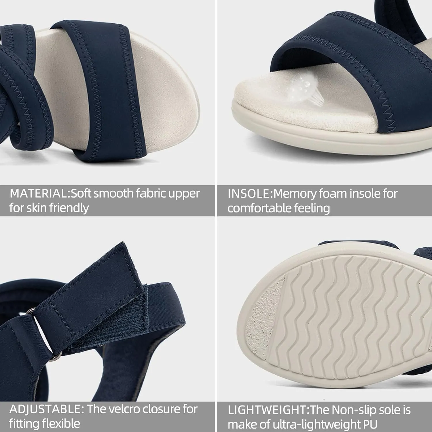 Women's Orthopedic Sandals Low Wedge Comfortable Walking Orthotic Arch Support Casual Sandals with Memory Foam