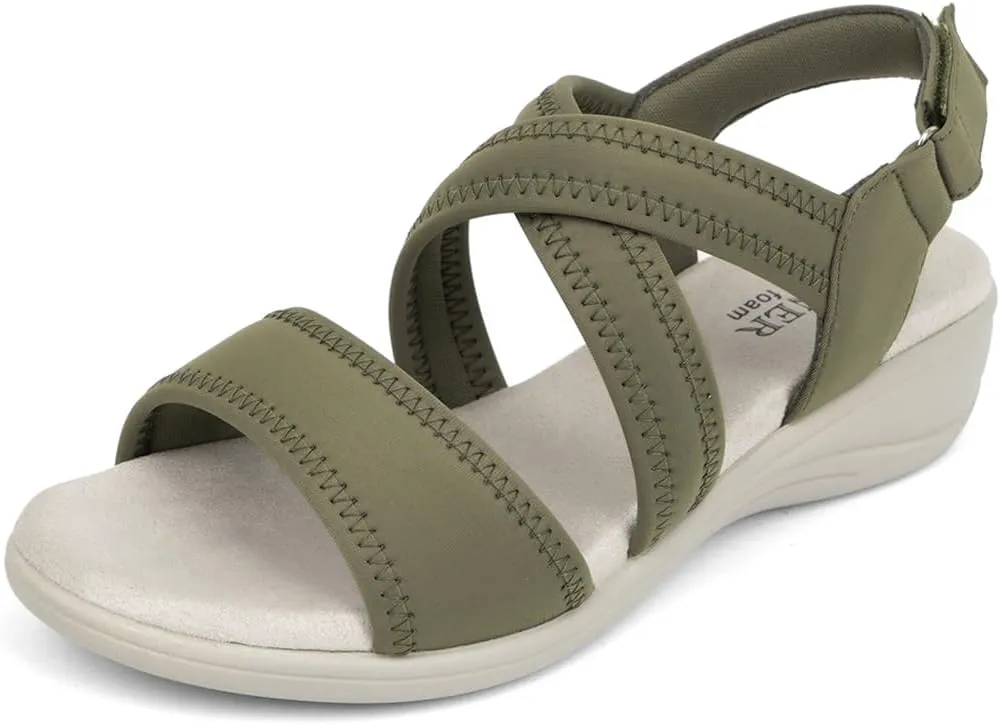 Women's Orthopedic Sandals Low Wedge Comfortable Walking Orthotic Arch Support Casual Sandals with Memory Foam