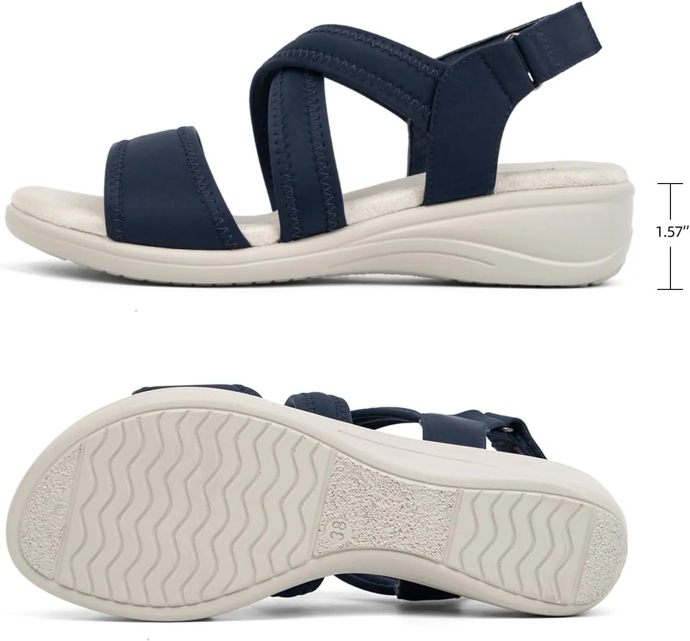 Women's Orthopedic Sandals Low Wedge Comfortable Walking Orthotic Arch Support Casual Sandals with Memory Foam