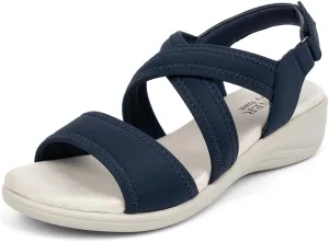Women's Orthopedic Sandals Low Wedge Comfortable Walking Orthotic Arch Support Casual Sandals with Memory Foam