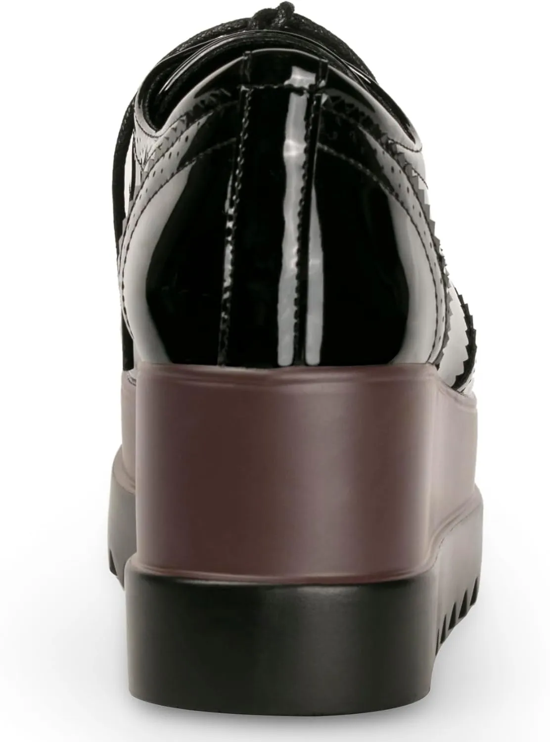 Women's Platform Oxford Shoes Classic Chunky Patent Leather PU Square Toe Wedges Casual Lace Up Sneakers