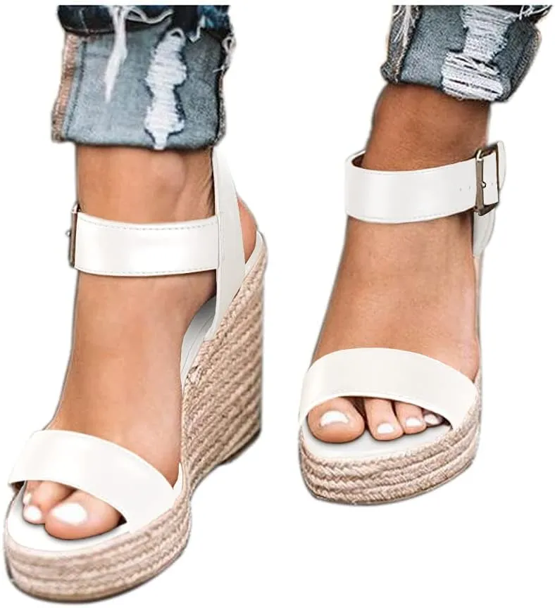 Women's Platform Sandals Wedge Ankle Strap Open Toe Sandals