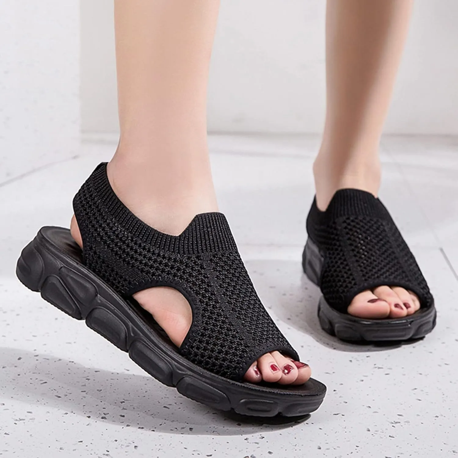 Womens Platform Wedge Sandals Dressy Summer Shoes Comfortable Ankle Strap Open Toe Boho Espadrille Slides for Casual Beach Walking Outdoor Activities Orthopedic Shoes for Women
