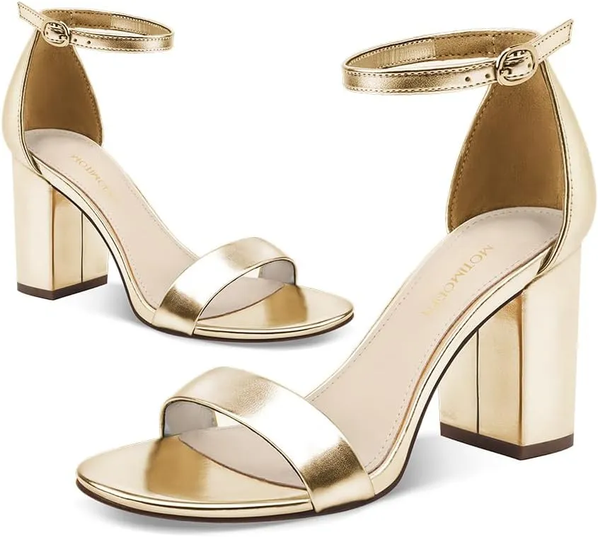 Women's Sandals Open Square Toe Sandals Ankle Strap High Kitten Heels Stilettos Square Open Toe Dressy Sexy Shoes for Women Chic Heeled Sandals