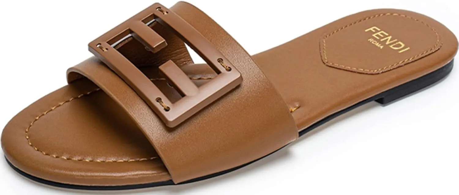 Womens Slip On Flat Sandals Fashion Dressy Open Toe Summer Slide Outdoor Sandals