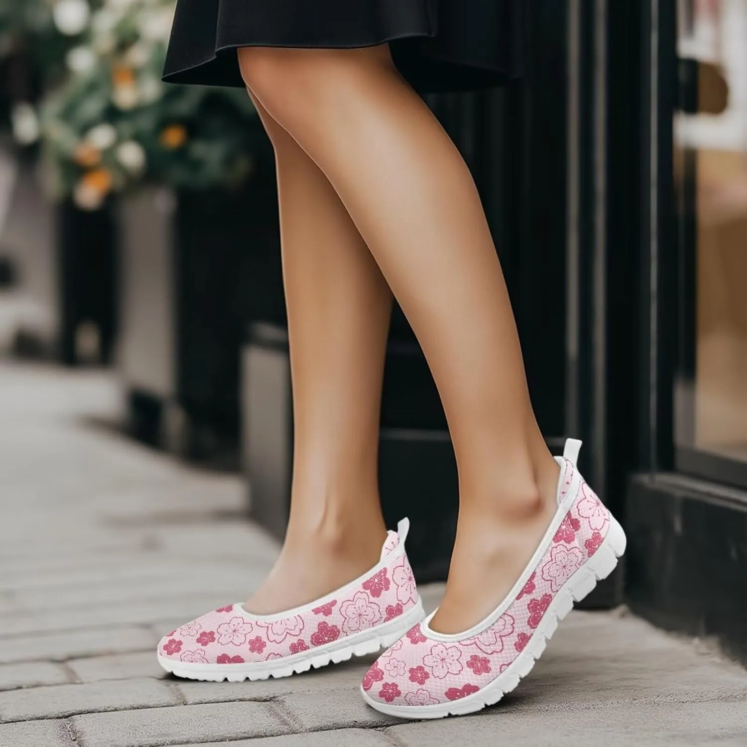 Womens Slip on Shoes Lightweight Printed Walking Shoes Stylish Loafers Non Slip Flat Shoes Low-top Casual Shoes SizeUS 6-11