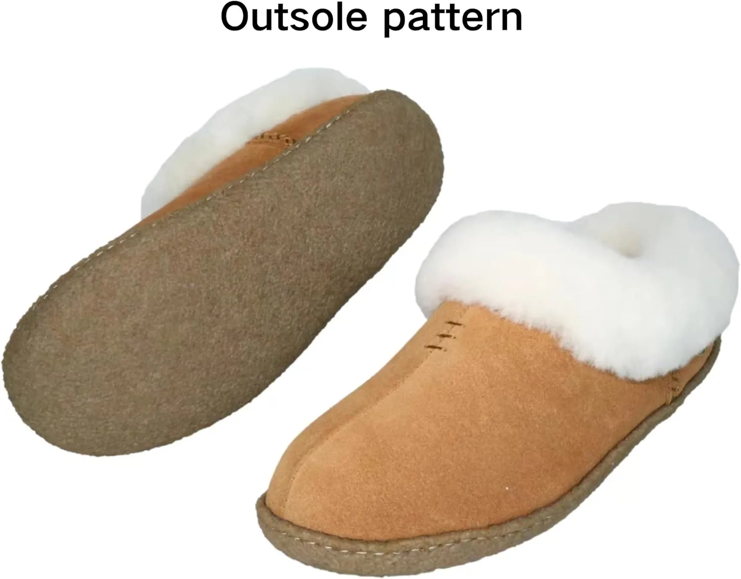 Women's Slippers Cow Suede Upper Sheepskin Collar Rubber Outsole Indoor/Outdoor