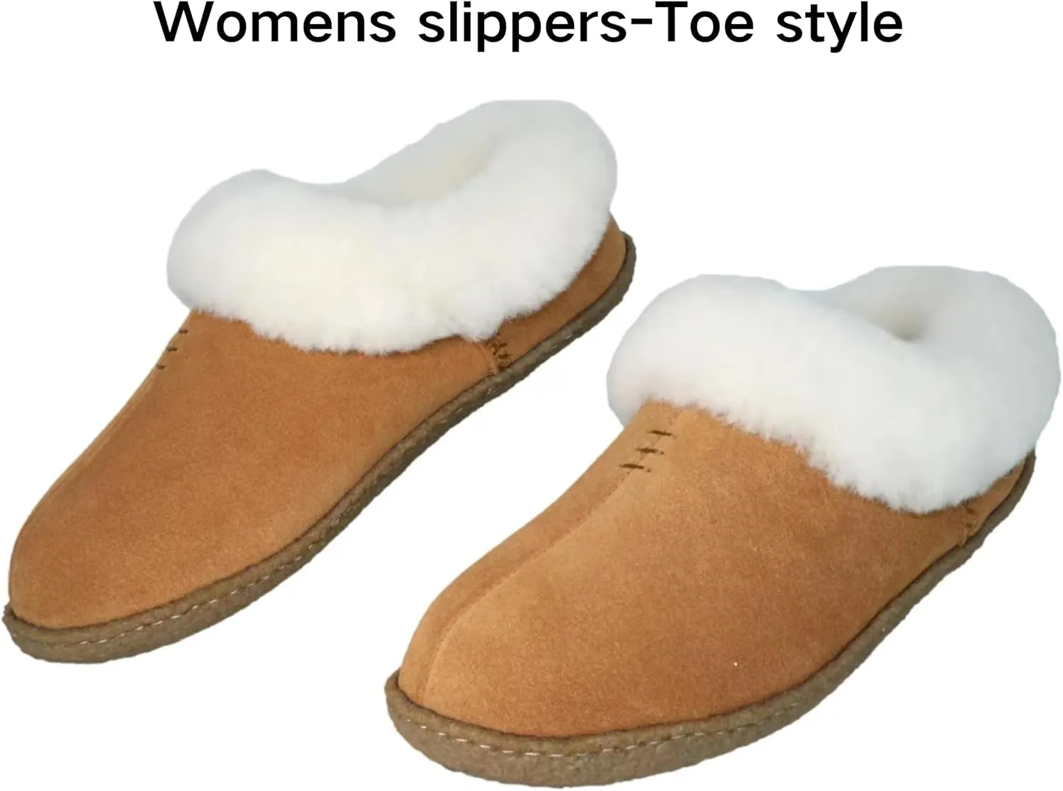 Women's Slippers Cow Suede Upper Sheepskin Collar Rubber Outsole Indoor/Outdoor