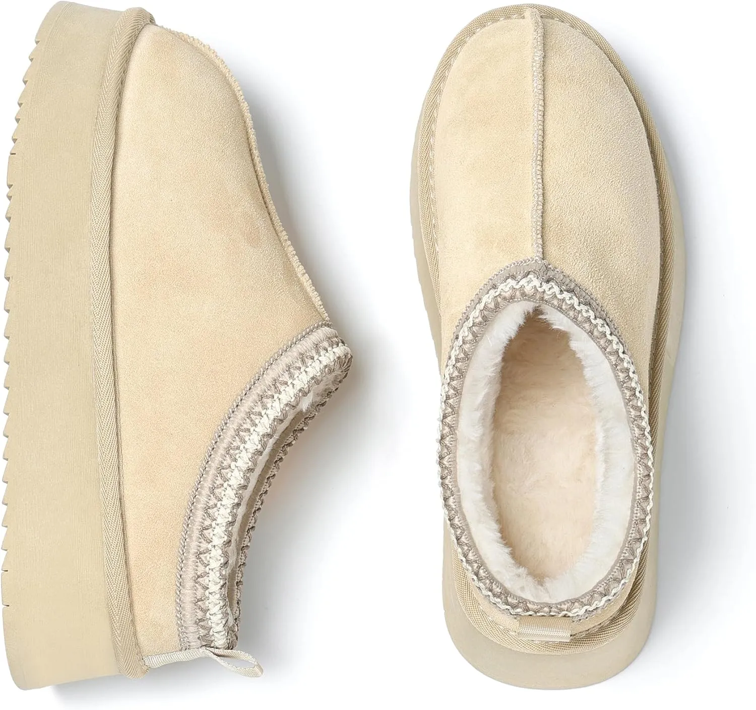 Women's Slippers Platform Mini Boots Short Ankle Boot Fur Fleece Lined House slippers Anti-Slip Boot For Outdoor