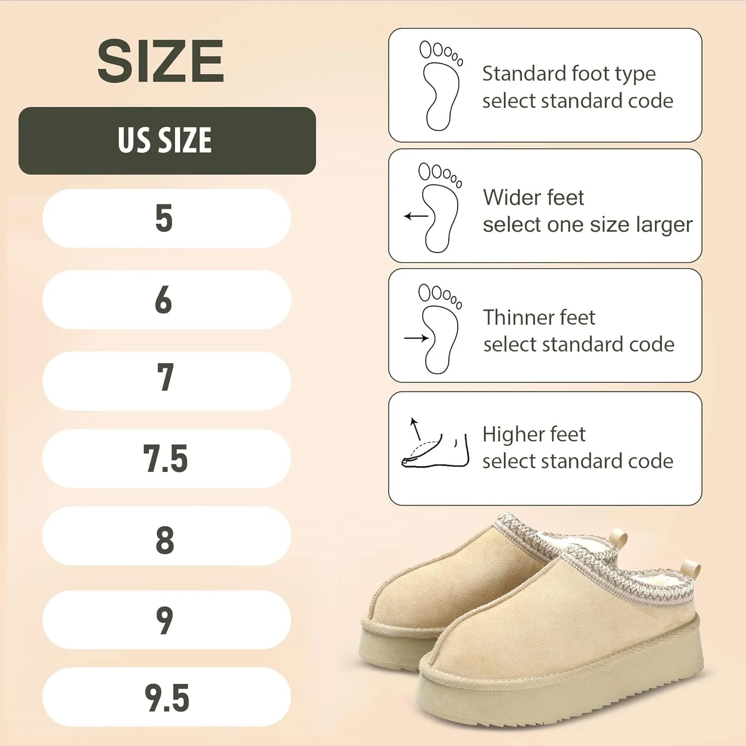 Women's Slippers Platform Mini Boots Short Ankle Boot Fur Fleece Lined House slippers Anti-Slip Boot For Outdoor