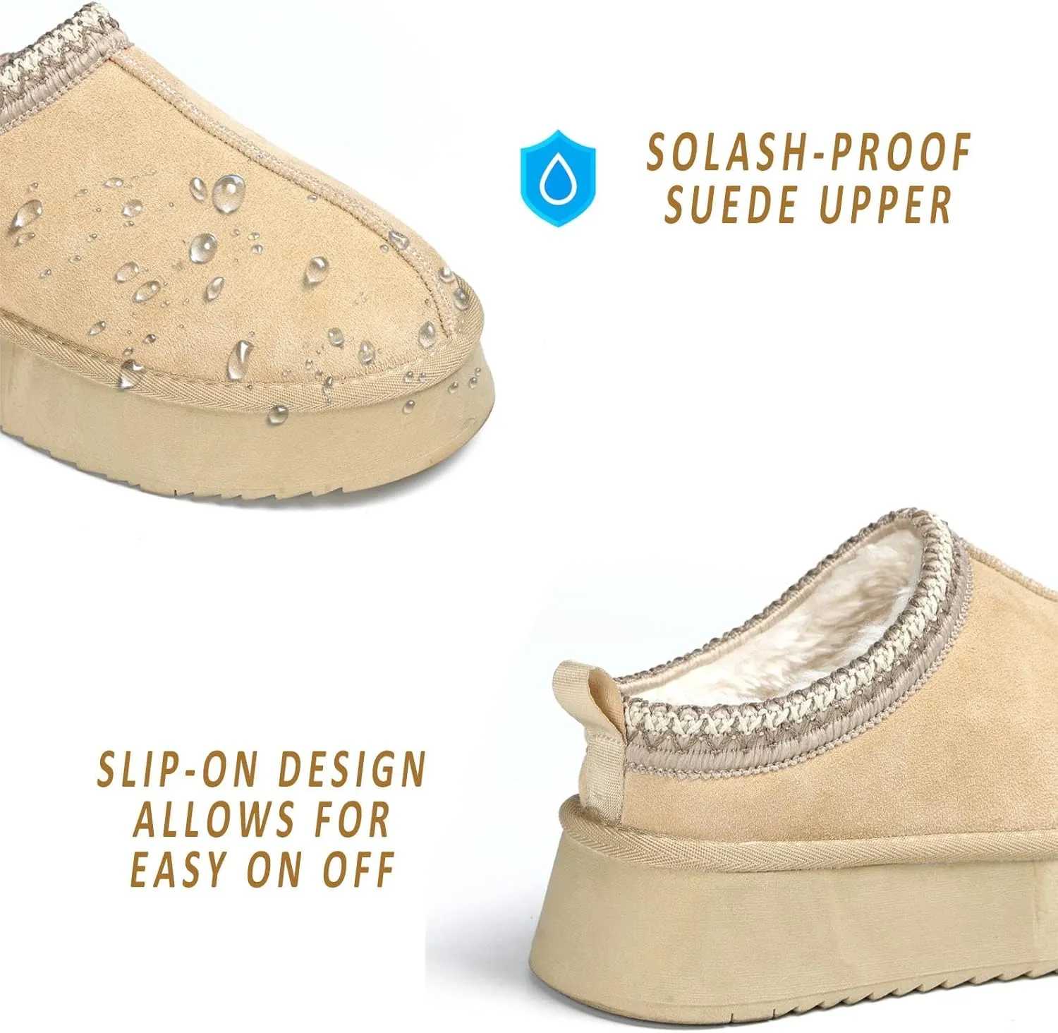 Women's Slippers Platform Mini Boots Short Ankle Boot Fur Fleece Lined Sneakers House slippers Anti-Slip Boot For Outdoor