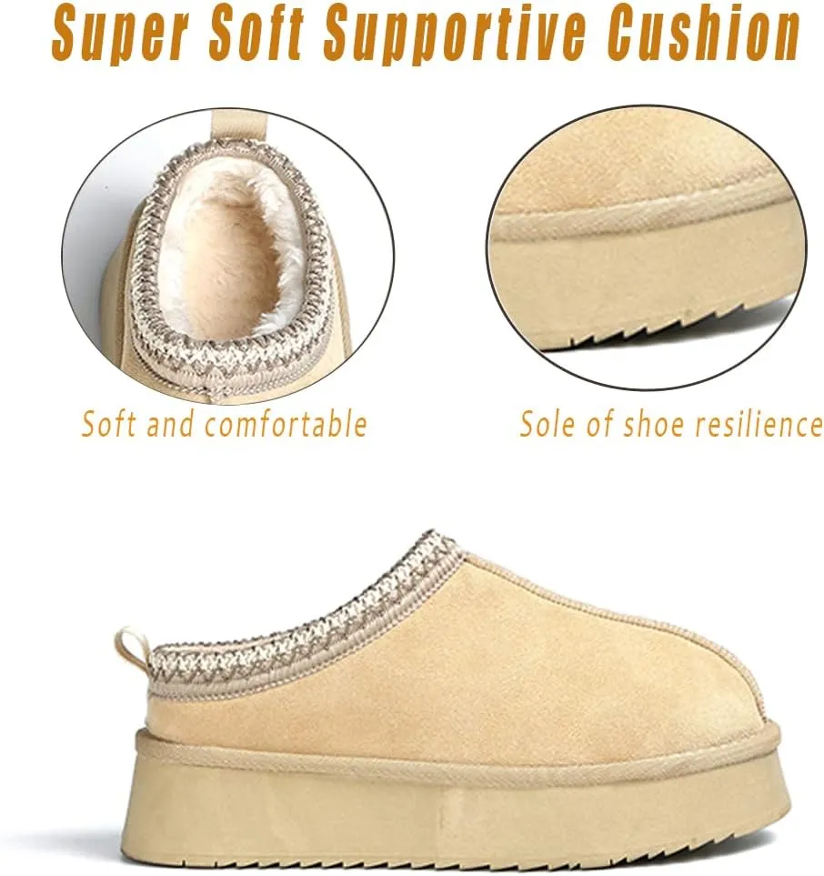Women's Slippers Platform Mini Boots Short Ankle Boot Fur Fleece Lined Sneakers House slippers Anti-Slip Boot For Outdoor