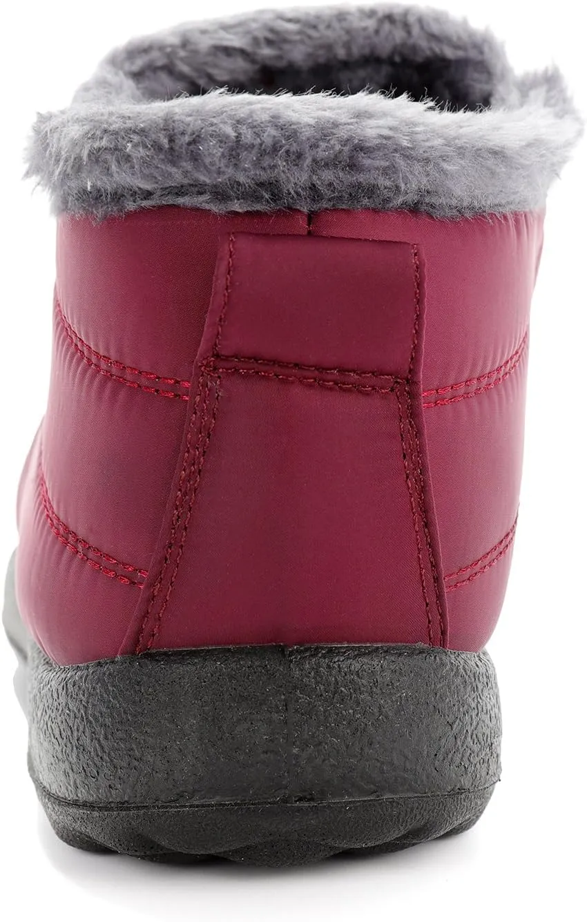 Womens Snow Boots Winter Warm Booties Fur Lined Anti-Slip Ankle Boots Outdoor Slip On Waterproof Booties Comfortable Warm Shoes