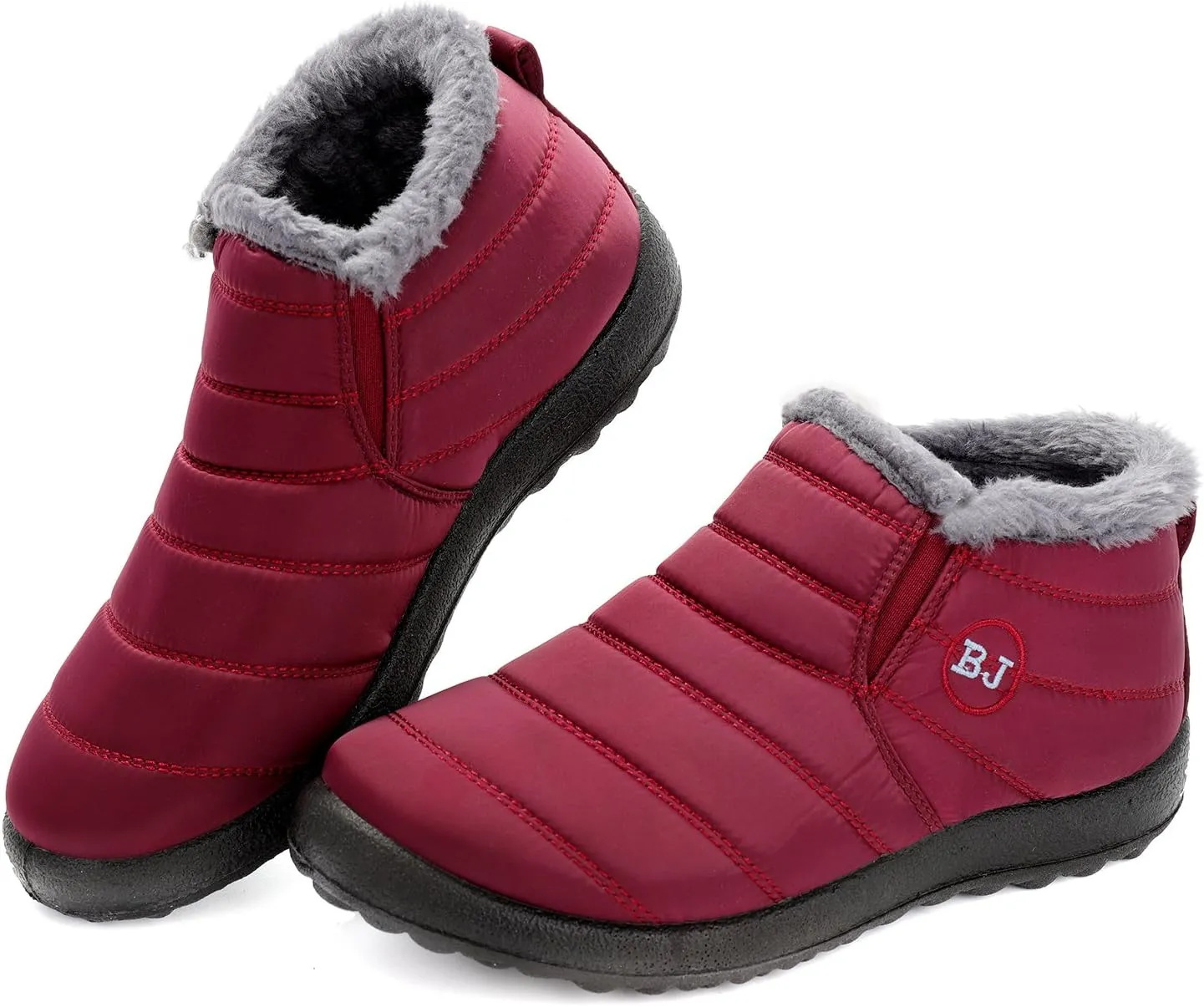 Womens Snow Boots Winter Warm Booties Fur Lined Anti-Slip Ankle Boots Outdoor Slip On Waterproof Booties Comfortable Warm Shoes