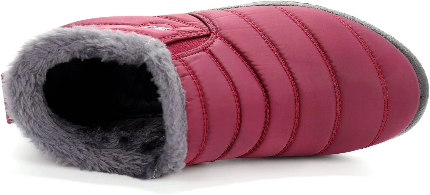 Womens Snow Boots Winter Warm Booties Fur Lined Anti-Slip Ankle Boots Outdoor Slip On Waterproof Booties Comfortable Warm Shoes