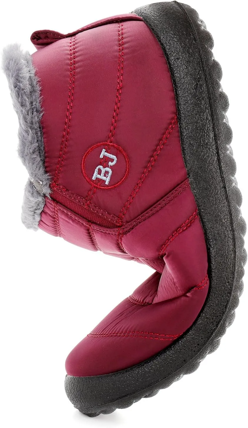Womens Snow Boots Winter Warm Booties Fur Lined Anti-Slip Ankle Boots Outdoor Slip On Waterproof Booties Comfortable Warm Shoes