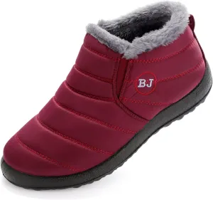 Womens Snow Boots Winter Warm Booties Fur Lined Anti-Slip Ankle Boots Outdoor Slip On Waterproof Booties Comfortable Warm Shoes