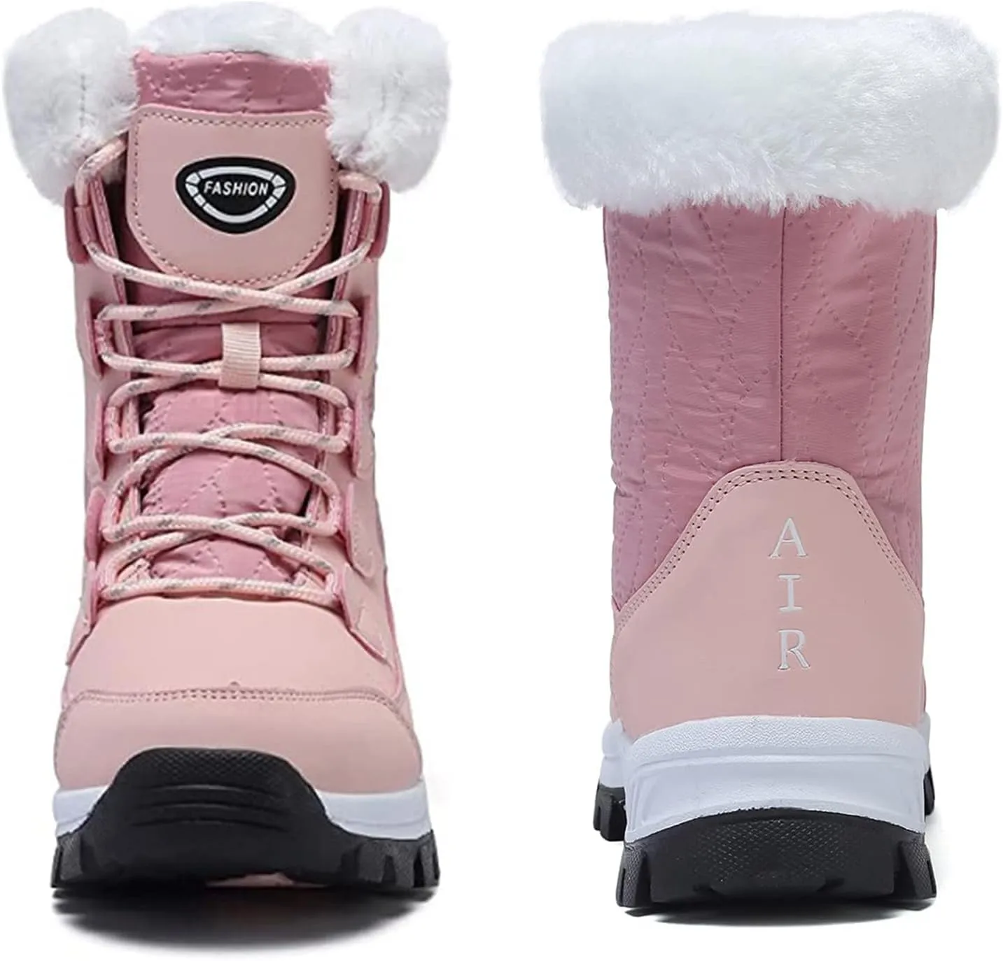 Womens Snow Boots Winter Waterproof Warm Fur Lined Mid Calf Booties Comfortable Outdoor Anti-Slip Ankle Boots Walking Winter Shoes