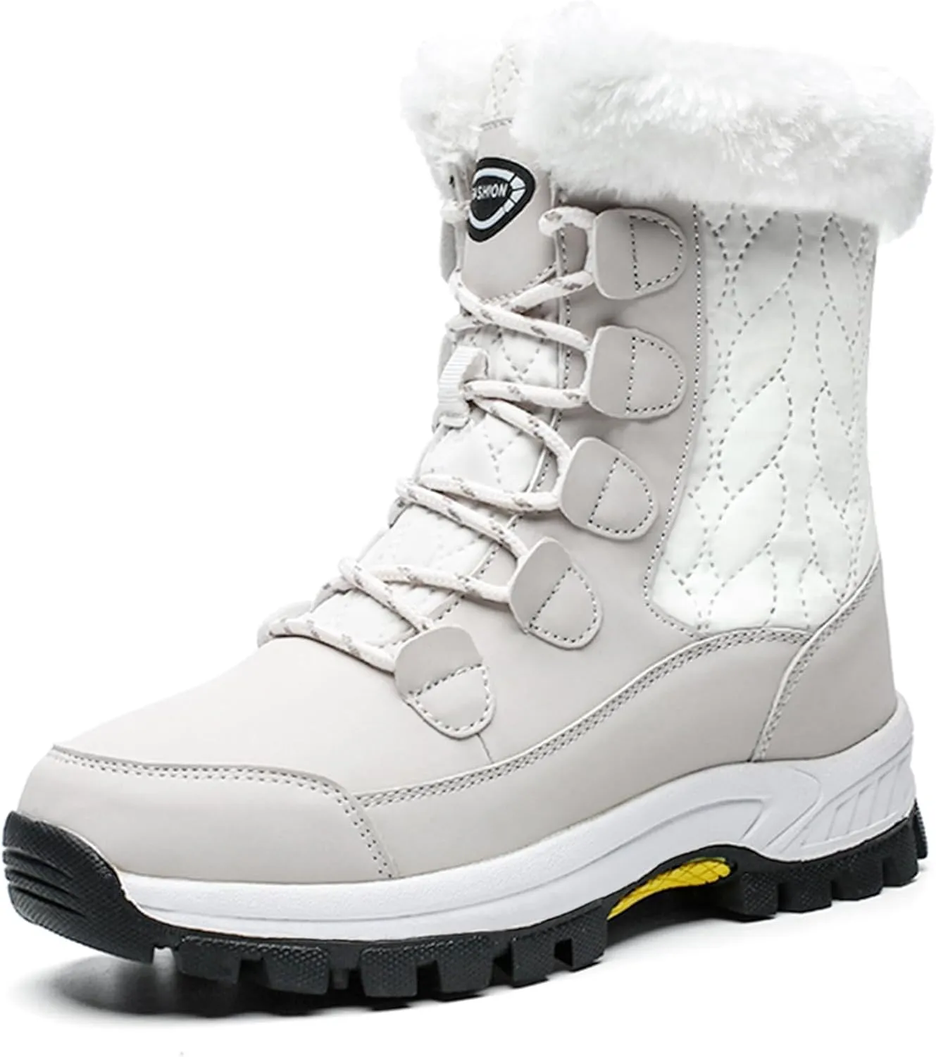 Womens Snow Boots Winter Waterproof Warm Fur Lined Mid Calf Booties Comfortable Outdoor Anti-Slip Ankle Boots Walking Winter Shoes