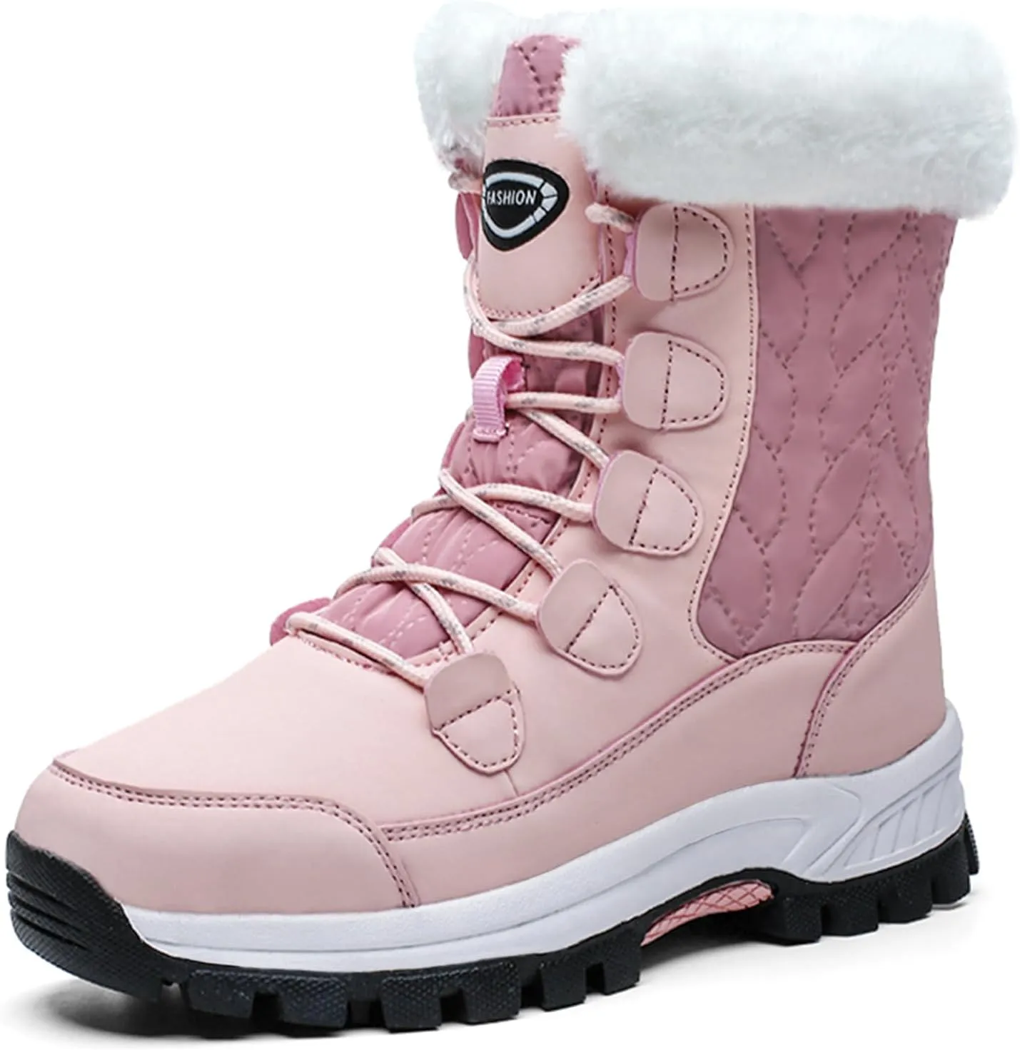 Womens Snow Boots Winter Waterproof Warm Fur Lined Mid Calf Booties Comfortable Outdoor Anti-Slip Ankle Boots Walking Winter Shoes