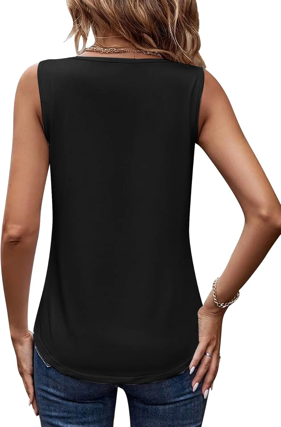 Womens Summer Tank Tops V Neck Sleeveless Loose Fit Summer Casual T-Shirts Blouses