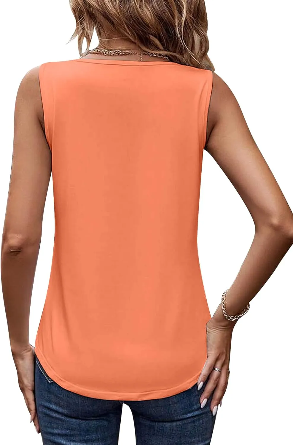 Womens Summer Tank Tops V Neck Sleeveless Loose Fit Summer Casual T-Shirts Blouses