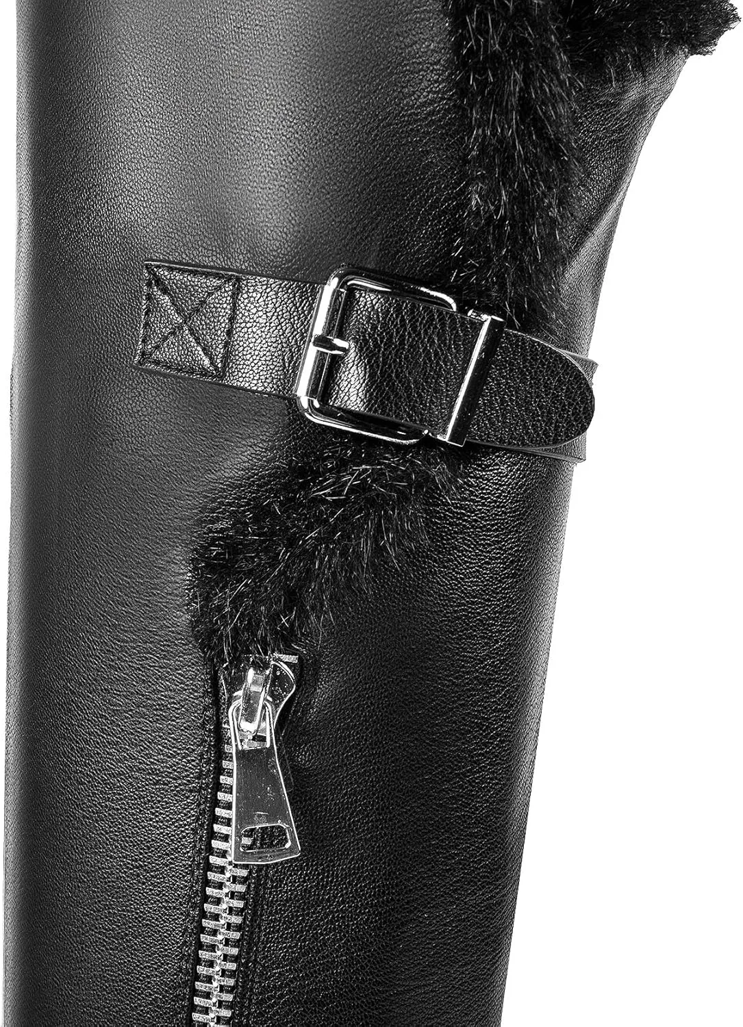 Women's Tall Boots High-Low Shaft Shearling Trim Low Heels Adult