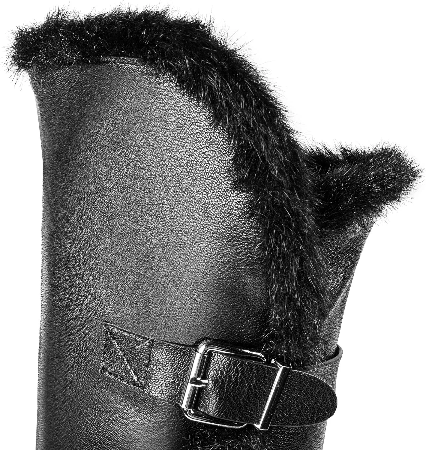 Women's Tall Boots High-Low Shaft Shearling Trim Low Heels Adult