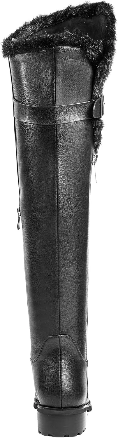 Women's Tall Boots High-Low Shaft Shearling Trim Low Heels Adult