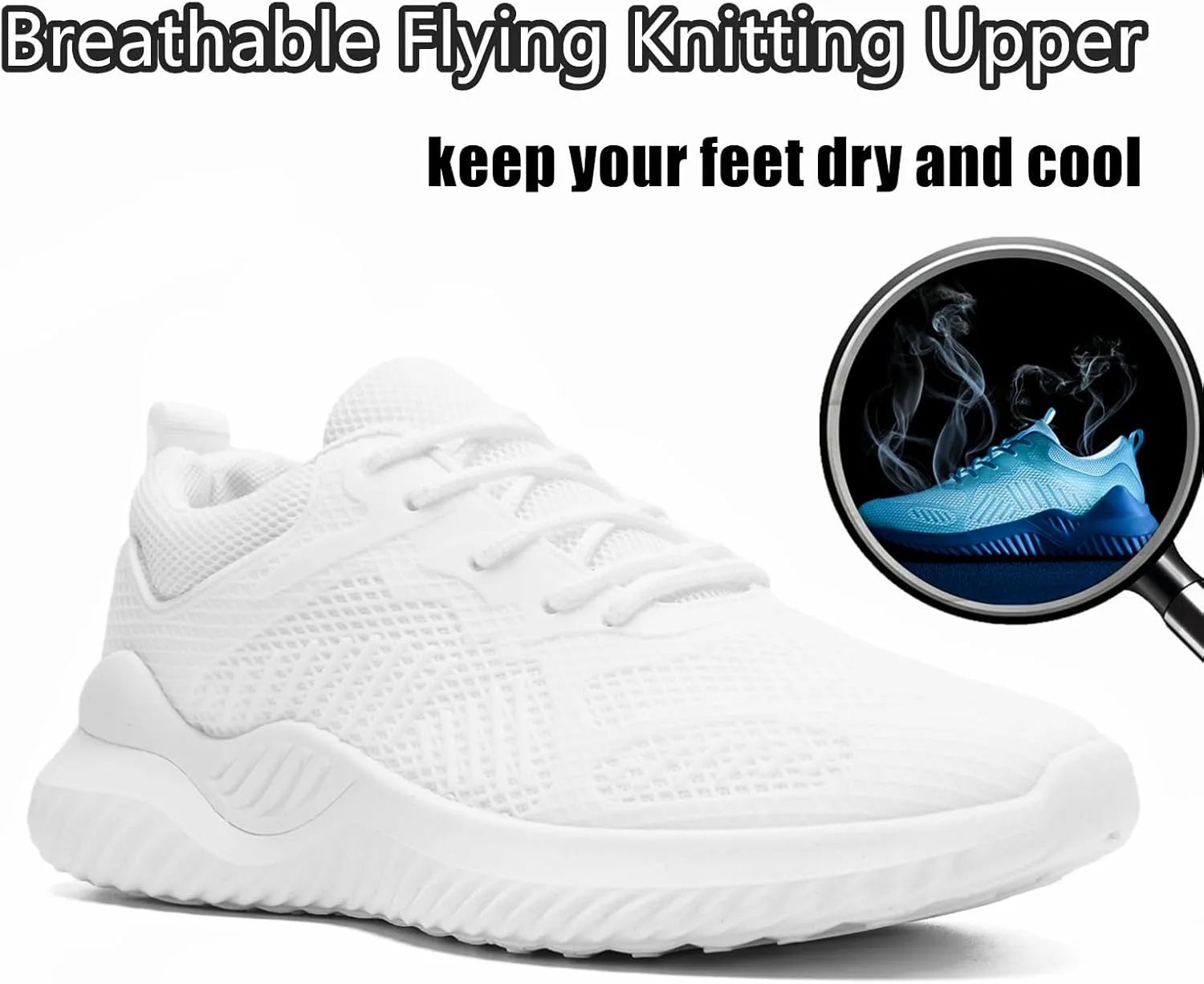 Womens Tennis Running Shoes Unisex Lightweight Breathable Walking Shoes Ultra Soft Flying Knitting Lace Up Fashion Sneakers Non Slip Athletic Trainers Casual Sports Shoes