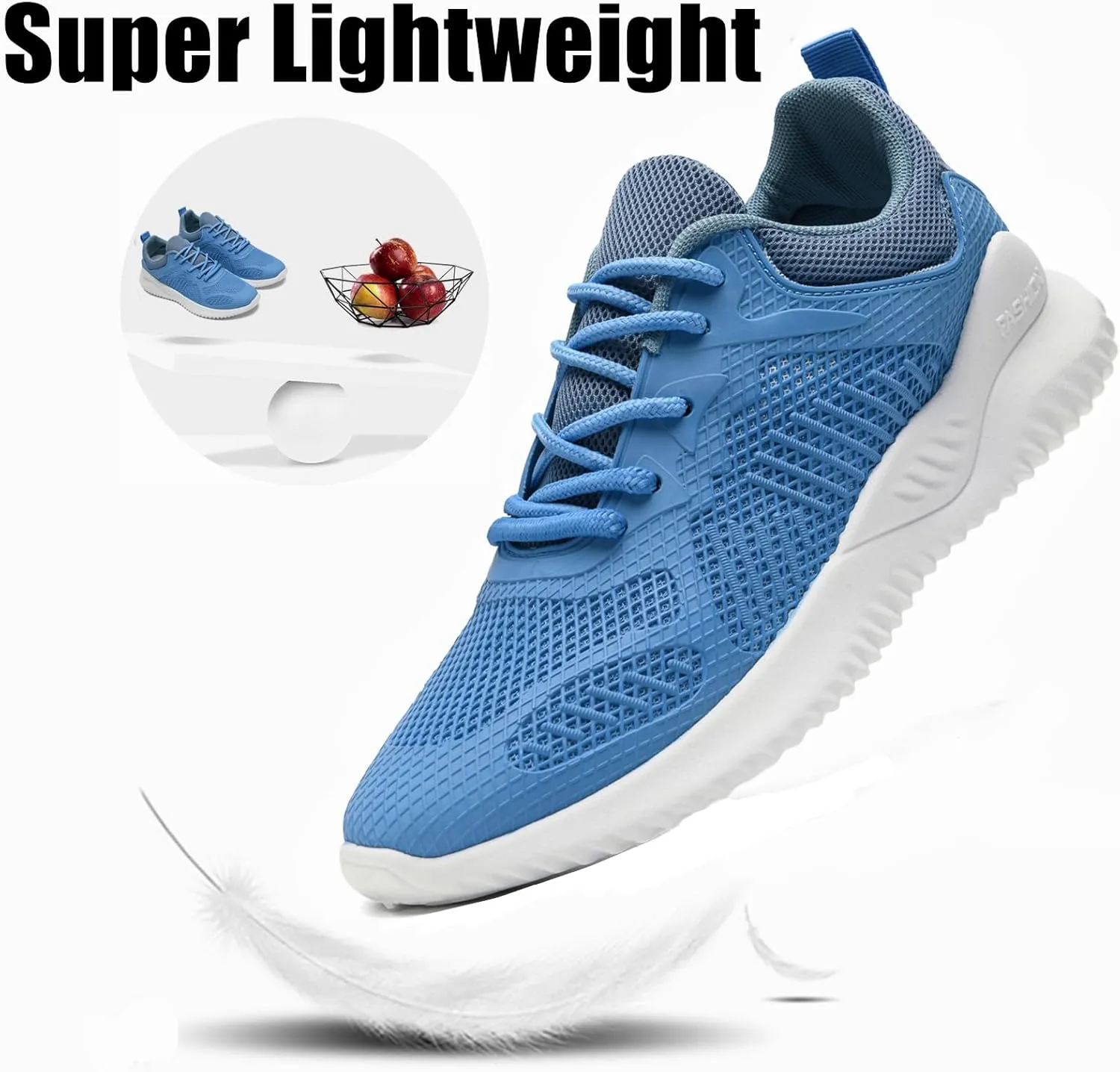 Womens Tennis Running Shoes Unisex Lightweight Breathable Walking Shoes Ultra Soft Flying Knitting Lace Up Fashion Sneakers Non Slip Athletic Trainers Casual Sports Shoes