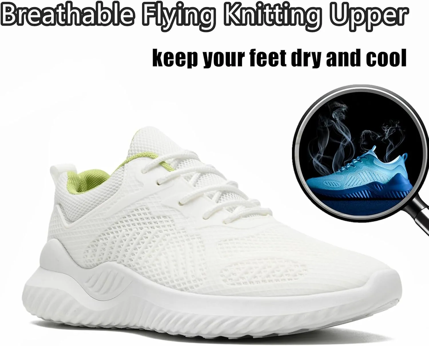 Womens Tennis Running Shoes Unisex Lightweight Breathable Walking Shoes Ultra Soft Flying Knitting Lace Up Fashion Sneakers Non Slip Athletic Trainers Casual Sports Shoes