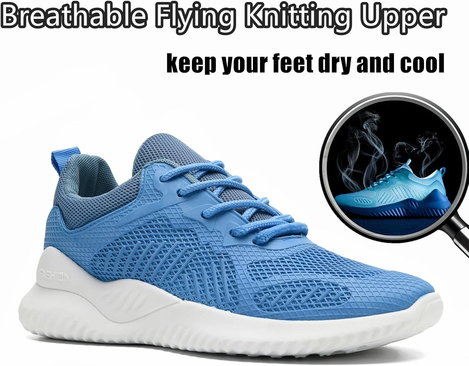 Womens Tennis Running Shoes Unisex Lightweight Breathable Walking Shoes Ultra Soft Flying Knitting Lace Up Fashion Sneakers Non Slip Athletic Trainers Casual Sports Shoes