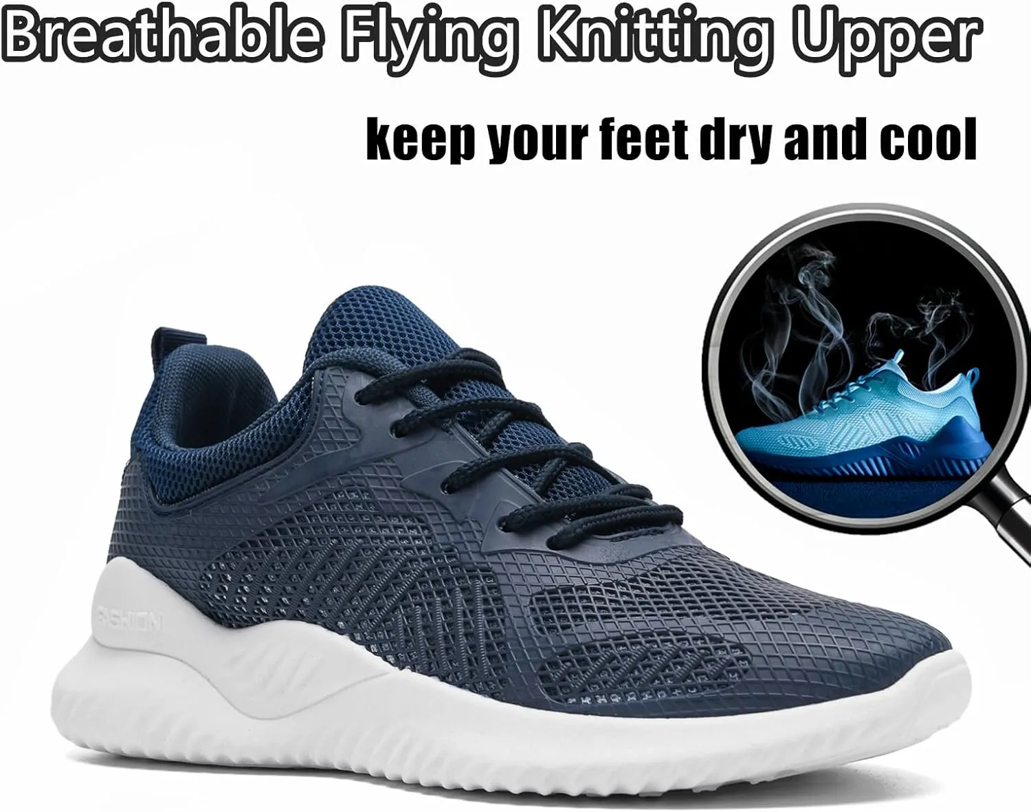 Womens Tennis Running Shoes Unisex Lightweight Breathable Walking Shoes Ultra Soft Flying Knitting Lace Up Fashion Sneakers Non Slip Athletic Trainers Casual Sports Shoes
