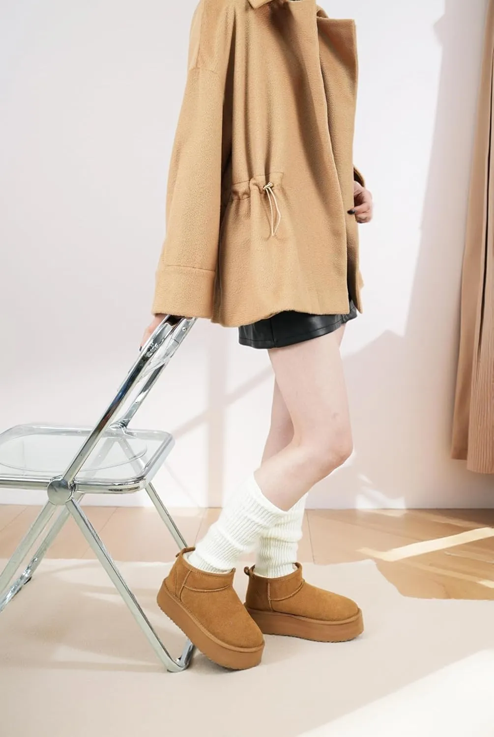 Women's Ultra Mini Platform Fashion Boot Classic Short Ankle Boot Cloud Warm Fur Lined Snow Boots Anti-Slip Winter Boots for Outdoor,Size: 5.5-11 US