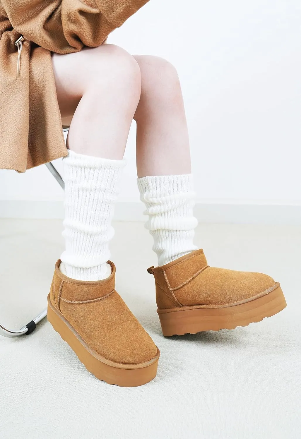 Women's Ultra Mini Platform Fashion Boot Classic Short Ankle Boot Cloud Warm Fur Lined Snow Boots Anti-Slip Winter Boots for Outdoor,Size: 5.5-11 US
