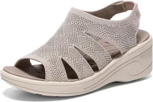 Womens Wedge Sandals Platform Walking Sandals Open Toe Ankle Elastic Strap Casual Comfortable Summer Dressy