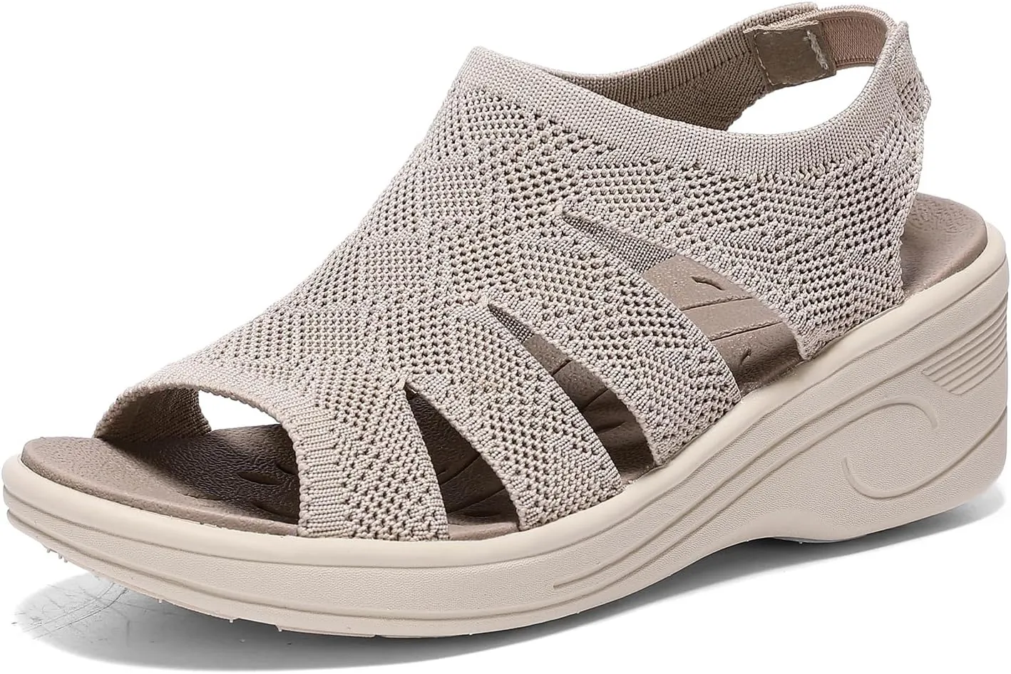 Womens Wedge Sandals Platform Walking Sandals Open Toe Ankle Elastic Strap Casual Comfortable Summer Dressy